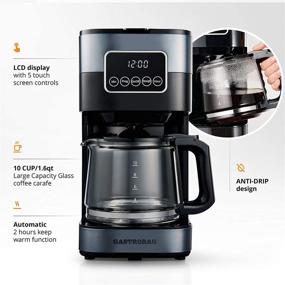 img 3 attached to Efficient Touch Screen Coffee Maker: GASTRORAG 10 Cup, Programmable, Stainless Steel & Glass Carafe, Black