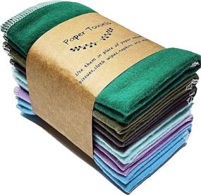 img 1 attached to 🧻 12 Pack Reusable Paper Towels, Washable Cleaning Cloths Roll | All-Purpose Kitchen Towels | Fast Drying & Absorbent | Random Solid Colors | Streak-Free | Soft Dishcloths 10x12 Inches