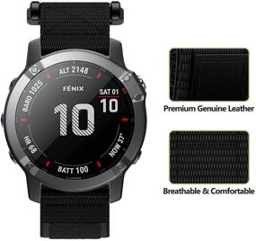 img 2 attached to 🔗 NotoCity Garmin Fenix 5 Bands - Durable Velcro Nylon Strap in Black