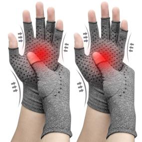 img 4 attached to 🧤 2 Pairs Arthritis Compression Gloves for Men and Women - Relieve Arthritis, Rheumatoid & Osteoarthritis Pain, Carpal Tunnel Compression Gloves, Anti-Slip Glue Dot Work Gloves