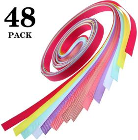 img 3 attached to 🌈 48-Color 96-Yard 3/8-Inch Wide Solid Grosgrain Ribbons Set: Vibrant Rainbow Fabrics for Sewing, Hair Bows, Crafts, Weddings, Gifts, Packaging, and Floral Arrangements