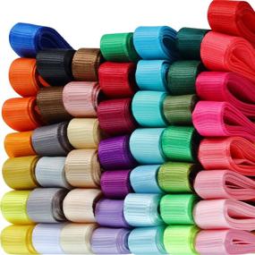 img 4 attached to 🌈 48-Color 96-Yard 3/8-Inch Wide Solid Grosgrain Ribbons Set: Vibrant Rainbow Fabrics for Sewing, Hair Bows, Crafts, Weddings, Gifts, Packaging, and Floral Arrangements