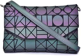 img 4 attached to 👜 Stylish Geometric Luminous Holographic Messenger Colorful2 Women's Handbags & Wallets: A Sleek Fashion Statement