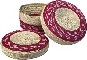 img 3 attached to 🌮 Authentic Mexican Handwoven Tortilla Baskets - 2-Pack Fiesta Tortilla Warmer & Holder, Palm Straw Crafted in Mexico - Traditional Mexican Bowls Included!