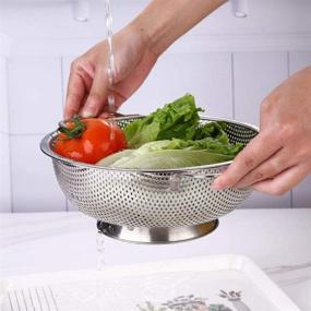 img 1 attached to 🍝 Premium Stainless Steel 5-Quart Colander with Micro-Perforations - Ideal for Pasta, Berries, Vegetables, Fruits, Noodles, Salads - Ergonomic Handles and Stable Ring Base for Efficient Kitchen Straining