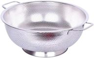 🍝 premium stainless steel 5-quart colander with micro-perforations - ideal for pasta, berries, vegetables, fruits, noodles, salads - ergonomic handles and stable ring base for efficient kitchen straining logo