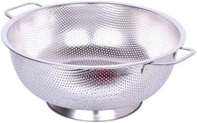 img 4 attached to 🍝 Premium Stainless Steel 5-Quart Colander with Micro-Perforations - Ideal for Pasta, Berries, Vegetables, Fruits, Noodles, Salads - Ergonomic Handles and Stable Ring Base for Efficient Kitchen Straining