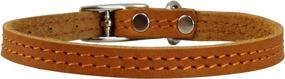 img 2 attached to 🐶 Tan Genuine Leather Dog Collar for Smallest Breeds and Young Puppies - 8"-9.5" Neck