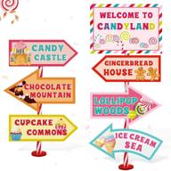 candy land party décor: welcome directional sign standups - sweet theme birthday decoration with street-style photo booth props logo