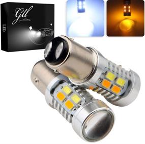 img 4 attached to GLL 1157 BAY15D 5730 20 SMD Amber/White Switchback 🌟 Turn Signal LED Light Bulbs 3.8W 12V: Super Bright 600 Lumens!
