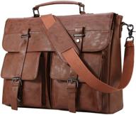 👜 men's vintage leather messenger bag, briefcase satchel for 15.6 inch laptop logo