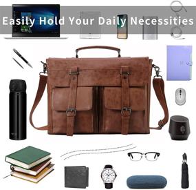 img 2 attached to 👜 Men's Vintage Leather Messenger Bag, Briefcase Satchel for 15.6 Inch Laptop