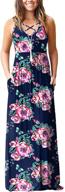 👗 lilbetter women's sleeveless racerback maxi dress: stylish casual long dress with pockets logo