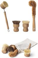 🌿 100% natural bamboo dish scrub brush set - plastic free, natural bristle - earth's own 4-piece kit for dishes, pots, and pans logo