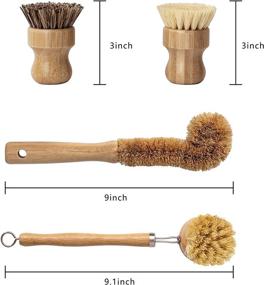 img 2 attached to 🌿 100% Natural Bamboo Dish Scrub Brush Set - Plastic Free, Natural Bristle - Earth's Own 4-Piece Kit for Dishes, Pots, and Pans