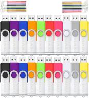 16gb usb flash drive 20-pack: bulk memory stick with led indicator and lanyards for computers - 16 gig multi-color bundle логотип