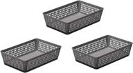 📦 ybm home 3-pack plastic storage baskets: organize your home, office, and kitchen with functional trays/containers in grey логотип