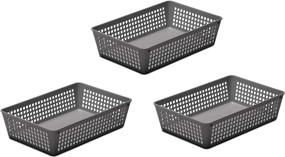 img 3 attached to 📦 YBM Home 3-Pack Plastic Storage Baskets: Organize your Home, Office, and Kitchen with Functional Trays/Containers in Grey