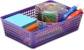 img 2 attached to 📦 YBM Home 3-Pack Plastic Storage Baskets: Organize your Home, Office, and Kitchen with Functional Trays/Containers in Grey