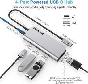 img 3 attached to 🔌 Хаб HOGORE USB 3.2/3.1 Gen 2, 4-портовый питаемый USB-хаб (USB-C к USB-A x3 и USB-C), алюминиевый 10 Гбит/суперскоростной USB-C-хаб для Mac/ноутбука/ПК, компактный USB-разветвитель - в комплекте адаптер питания 12V2A... - "Хаб HOGORE USB 3.2/3.1 Gen 2, 4-портовый питаемый USB-хаб - алюминиевый 10 Гбит/суперскоростной USB-C-хаб для Mac/ноутбука/ПК с адаптером питания 12V2A