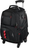 🎒 versatile rolling backpack with wheels: 17-inch wheeled roller computer rucksack for travel, business, school & more - perfect gift for men, women, boyfriend, or girlfriend in classic black logo