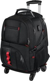 img 4 attached to 🎒 Versatile Rolling Backpack with Wheels: 17-inch Wheeled Roller Computer Rucksack for Travel, Business, School & More - Perfect Gift for Men, Women, Boyfriend, or Girlfriend in Classic Black