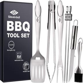 img 4 attached to 🔥 Premium 7-Piece Stainless Steel BBQ Grilling Tool Set - Heavy Duty Utensils with Gift Box - Ideal for Barbecue & Grill Enthusiasts