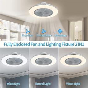 img 2 attached to ⚙️ Silver ZHU YAN Enclosed Ceiling Fan with Light, 72W LED Modern Dimmable Ceiling Fan Lighting with 3 Color Changeable, 3 Speed, Timing, and 22'' Flush Mount Enclosed Ceiling Fan for Home Bedroom Living