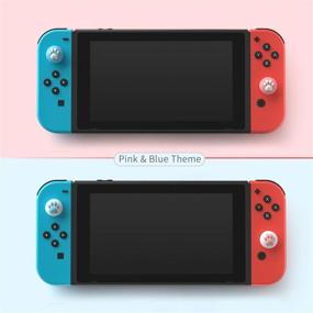 img 2 attached to 🐾 LeyuSmart Cat Claw Design Thumb Grip Caps for Nintendo Switch & Lite - Pink & Blue Silicone Joystick Cap and Soft Cover for Joy-Con Controller