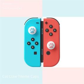 img 1 attached to 🐾 LeyuSmart Cat Claw Design Thumb Grip Caps for Nintendo Switch & Lite - Pink & Blue Silicone Joystick Cap and Soft Cover for Joy-Con Controller