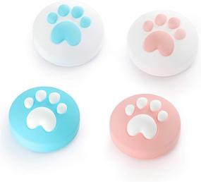 img 4 attached to 🐾 LeyuSmart Cat Claw Design Thumb Grip Caps for Nintendo Switch & Lite - Pink & Blue Silicone Joystick Cap and Soft Cover for Joy-Con Controller
