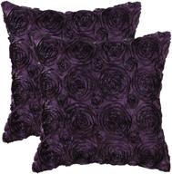 🌸 premium calitime set: 2 deep purple floral cushion covers - 18 x 18 inches - for couch, sofa, home décor logo
