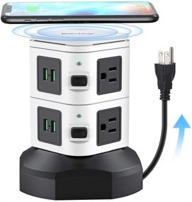 img 4 attached to Bedee Power Strip Tower with Fast Wireless Charger - 6 AC Outlets, 4 USB Ports, Surge Protector Charging Station, 3000W 13A 16AWG Heavy Duty Retractable Extension Cord for Home Office Room