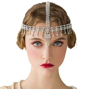 img 4 attached to 👒 SWEETV 1920s Headband: Rhinestone Great Gatsby Headpiece for Flapper Hair Accessories at Costume Party Head Cap