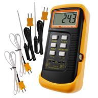 🌡️ digital 2 channel k-type thermometer with 4 thermocouples: high temperature kelvin scale dual measurement meter sensor - handheld desktop, wired & stainless steel,-50~1300°c (-58~2372°f) logo