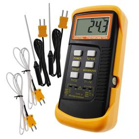 img 4 attached to 🌡️ Digital 2 Channel K-Type Thermometer with 4 Thermocouples: High Temperature Kelvin Scale Dual Measurement Meter Sensor - Handheld Desktop, Wired & Stainless Steel,-50~1300°C (-58~2372°F)