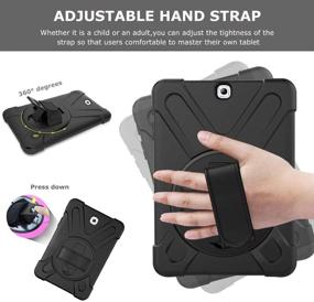 img 2 attached to 📱 Shockproof Heavy Duty Tablet Cover with Kickstand and Hand Strap for Samsung Galaxy Tab S2 9.7 SM-T810/T813/T815/T817/T818/T819, Black