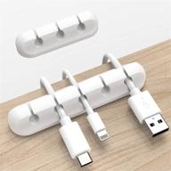 wire organizer cord clips, white cable management clips - 2 packs cord holder for desk, car, home, and office - cable organizers for usb cable, cord organizer, cord holder, with 3 slots in each pack - (5) logo