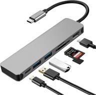 🔌 ibosi cheng usb-c hub 6 in 1 with 4k hdmi, 2 usb 3.0 ports, 100w pd, tf/sd card reader for macbook pro air logo