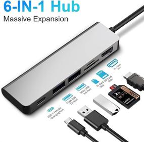 img 3 attached to 🔌 iBosi Cheng USB-C Hub 6 in 1 with 4K HDMI, 2 USB 3.0 Ports, 100W PD, TF/SD Card Reader for MacBook Pro Air