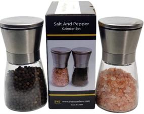 img 1 attached to 🧂 Durable Stainless Steel Salt and Pepper Grinder Set - Adjustable Coarseness Ceramic Mechanism - Easy To Operate, Clean, and Refill - Elegant Salt and Pepper Mill Set