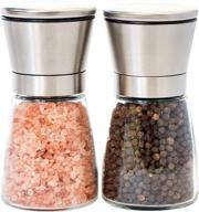 🧂 durable stainless steel salt and pepper grinder set - adjustable coarseness ceramic mechanism - easy to operate, clean, and refill - elegant salt and pepper mill set logo