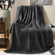 🛋️ jinchan textured weave throw blanket 70x45 inch black - all-season decorative knitted blanket for sofa, couch, living room decor - soft warm travel blanket - farmhouse gift for boys, girls, kids logo