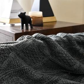 img 3 attached to 🛋️ Jinchan Textured Weave Throw Blanket 70x45 inch Black - All-Season Decorative Knitted Blanket for Sofa, Couch, Living Room Decor - Soft Warm Travel Blanket - Farmhouse Gift for Boys, Girls, Kids