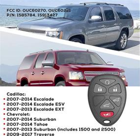 img 3 attached to VOFONO Car Key Fob Keyless Entry Remote for Chevy Tahoe/Suburban 2007-2014, Cadillac Escalade 2007-2014, GMC Yukon 2007-2014 OUC60270, OUC60221 1585784, 15913427