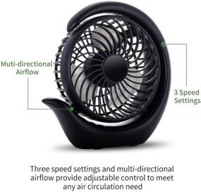 img 1 attached to AceMining Rechargeable Battery Operated Fan: Powerful, Silent, and Long-lasting Cooling Solution for Home, Office, and Travel (Black)