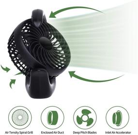 img 2 attached to AceMining Rechargeable Battery Operated Fan: Powerful, Silent, and Long-lasting Cooling Solution for Home, Office, and Travel (Black)