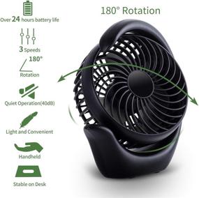 img 3 attached to AceMining Rechargeable Battery Operated Fan: Powerful, Silent, and Long-lasting Cooling Solution for Home, Office, and Travel (Black)