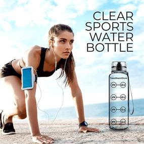 img 2 attached to 💧 Clear Sports Water Bottle with Time Tracker - Measure H2O Intake, Tritan BPA Free, 32 oz Lid, Non-Toxic, Hydration Marker"