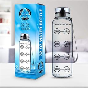 img 1 attached to 💧 Clear Sports Water Bottle with Time Tracker - Measure H2O Intake, Tritan BPA Free, 32 oz Lid, Non-Toxic, Hydration Marker"